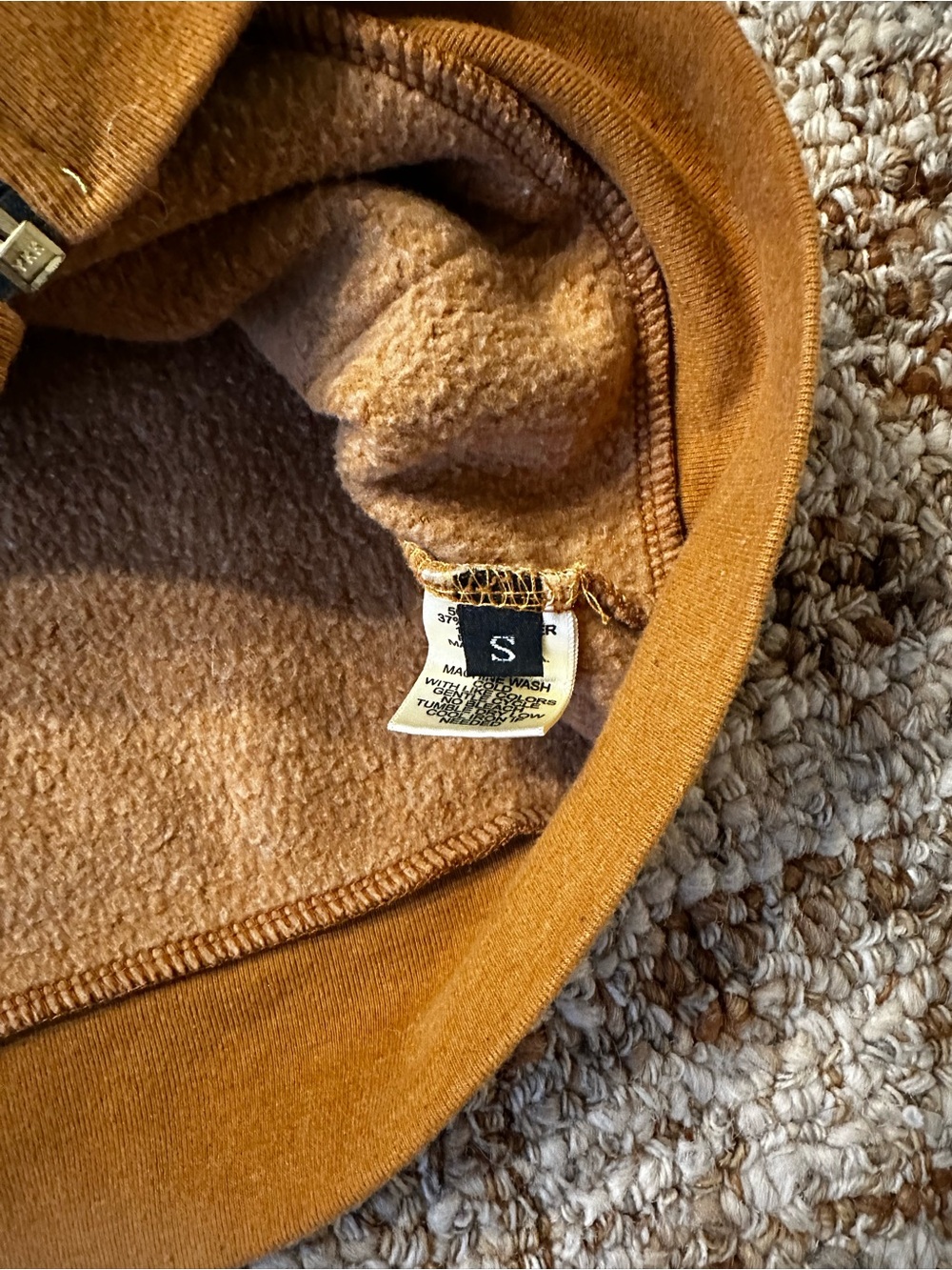 Aviator Nation Hooded Zip Sweater in Deep Mustard with Stripe Detail - Picture 3 of 5